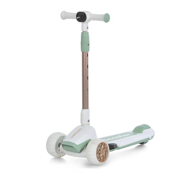 Детский складной самокат Scooter Sky 8106 колеса светятся со световыми и звуковыми эффектами Бело-зеленый