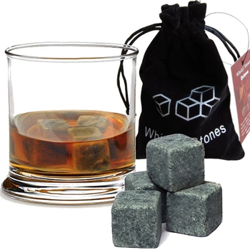 Кубики для віскі Whiskey Stone, 9 штук у мішечку, що охолоджують для напоїв без розведення водою