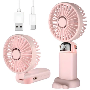 Ручной вентилятор с подставкой для телефона, Mini fan XL-880, Розовый / Портативный вентилятор / Мини вентилятор