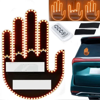 Підсвітка автомобільна LED-долоня на заднє скло + пульт, Hand Light / Світлодіодна рука з жестами на авто