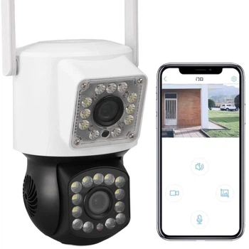Вулична камера відеоспостереження з 2 камерами та WiFi, 4MP / Вайфай камера спостереження