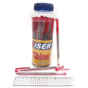 Ручка масляная Wiser Shine, 0.6 мм, банка, красная, 30 шт.