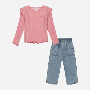 Детский комплект (лонгслив + джинсы) для девочки Calvin Klein 592549271 92 см Розовый/Голубой (1159824324)