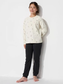 Дитячий комплект (лонгслів + спортивні штани) для дівчинки Uniqlo 743785434 104 см Чорний/Білий (1159824031)