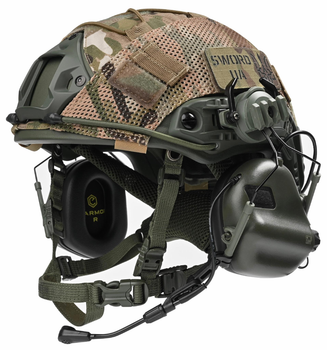 Балістичний шолом каска FAST Helmet NIJ IIIA оливковий + Тактичні навушники M32