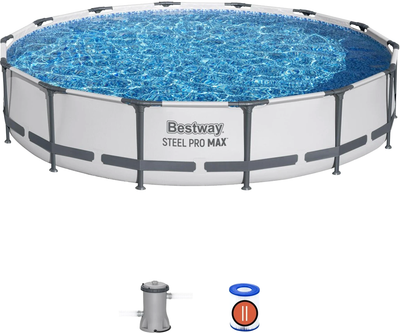 Каркасний басейн Bestway Steel Pro Max + 3-в-1 + насос + фільтр II 427 x 84 см 14 FT 56595 (6941607328897)