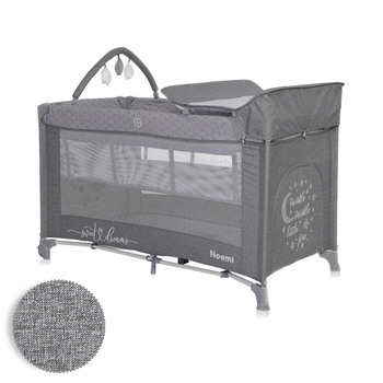 Детский манеж - кроватка со столиком для пеленания Noemi 2 Layers Plus Cool Grey Star Lorelli Серый