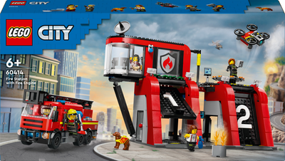 Zestaw klockow LEGO City Remiza strazacka z wozem strazackim 843 elementy (60414) (955555908345489) - Outlet