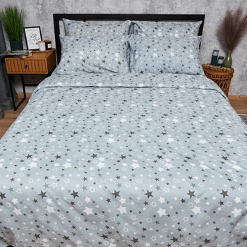 Пододеяльник Moon&Star Бязь Gold Люкс Silver Stars Двухспальный 175 x 210 см (MS-870000722)