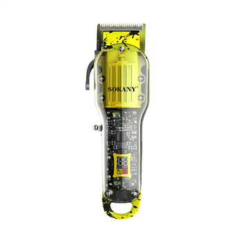 Машинка для стрижки волос Sokany SK-LF-9970 желтый аккумуляторная с 8 насадками + Подарок Электробритва-шейвер VGR V-353 черный водонепроницаемая беспроводная для сухого бритья