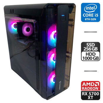 Игровой ПК GameMax MoonLight MFG G511 Tower / Intel Core i5-8500 (6 ядер по 3.0 - 4.1 GHz) / 32 GB DDR4 / 256 GB SSD M.2 + 1000 GB HDD / AMD Radeon RX 5700 XT, 8 GB GDDR6, 256-bit / 600W б/у