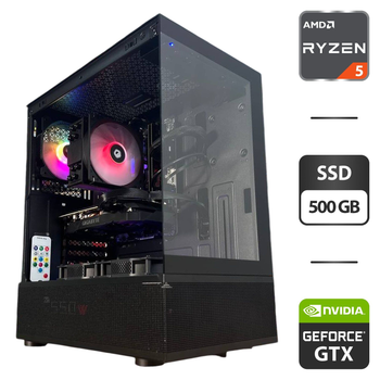 Сборка под заказ: игровой ПК 1stPlayer Mi7 Pro Tower / AMD Ryzen 5 5600 (6 (12) ядер по 3.5 - 4.4 GHz) / 16 GB DDR4 / 500 GB SSD / nVidia GeForce GTX 1660 Ti, 6 GB GDDR6, 192-bit / 550W б/у