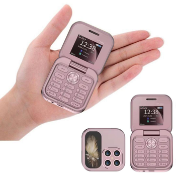Раскладной мобильный мини телефон - жабка на 2 SIM карты и картой памяти SERVO i17 Mini кнопочный сотовый мобильник с 1,77-дюймовым HD-экраном, 11.8х6.3х1.2 см, розовый (99596765)