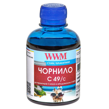 Чорнило Canon GI-490 (Pixma G1400/2400/3400) (Cyan) 200г Водорозчинне *WWM