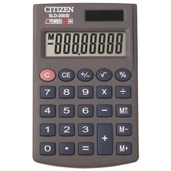 Калькулятор 8 розрядний 100x70x12мм CITIZEN SLD200NR