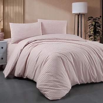 Комплект постільної білизни Zastelli полуторний 145x210 см Pink Світло-рожевий Stripe сатин полібавовна (2555000001390)