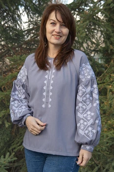 Жіноча вишиванка V&V Варвара XXXXL Сірий (301043193-023)