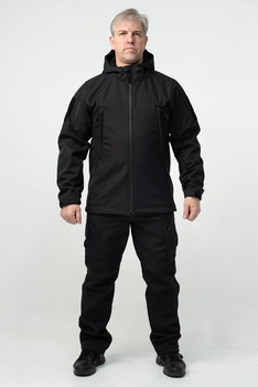Костюм демісезонний Чорний Поліція Softshell Чоловічий з Липучками під Шеврони 2XL(54)