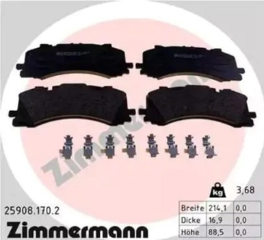 Колодки гальмівні дискові передні Zimmermann (25908.170.2)