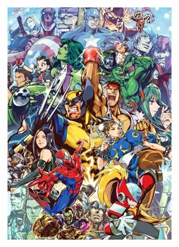 Дерев'яний фігурний пазл Marvel vs Capcom, А1, Дерев'яна коробка 500+ елементів