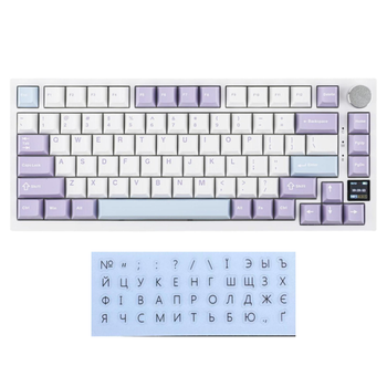 Клавиатура механическая безпроводная Ajazz Ak820 PRO с RGB-подсветкой и поддержкой HOT-SWAP White-Purple, ENG + наклейки UA\RU