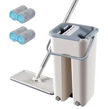 Швабра з відром для прибирання Scratch Cleaning Mop автоматичне віджимання сірий (2104618474)