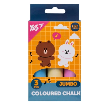 Мел цветной Yes Line Friends 3 шт JUMBO