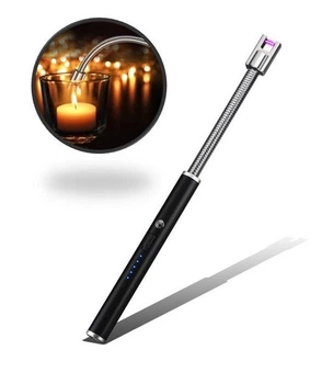 Електронна USB запальничка плазмова з гнучким носиком акумуляторна для кухні свічок каміна мангалу барбекю туристичного пальника без газу з електричною дугою зарядка Micro USB індикатор заряду безпечна багаторазова запальничка
