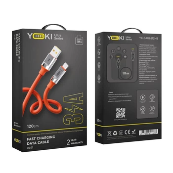Кабель для заряджання та обміну даними USB YOKI YK-UL61 ULTRA Series USB/Type C 60W (3A/20V) 1.2m Помаранчевий