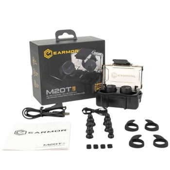 Тактичні активні навушники беруші Earmor M20T Pro з Bluetooth - NRR30 на військову каску шолом Black