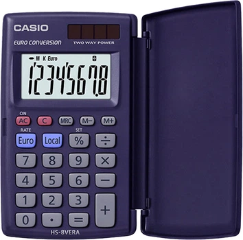Калькулятор карманный Casio 8 разрядов с защитной крышкой Черный (HS-8VERA-WA-EP)