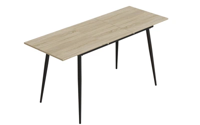 Стіл кухонний розкладний Данді на конусних ніжках Ferrum-decor 75x120(160)x70 Чорний метал ДСП Дуб Сонома 16 мм (DAND111)