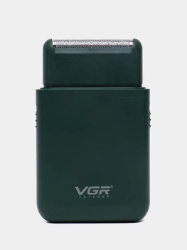 Аккумуляторная мужская мини электробритва VGR V-390 для бритья бороды и усов шейвер для идеальной гладкости Зеленый