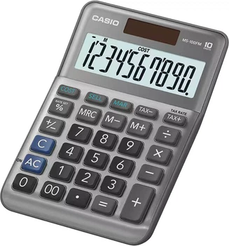 Калькулятор настольный Casio 10 разрядов Серый (MS-100FM-WA-EP)