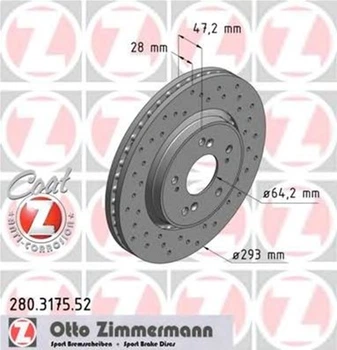 Гальмівний диск Zimmermann (280.3175.52)