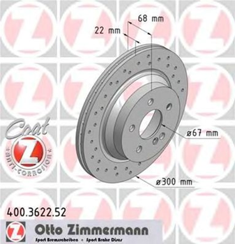 Тормозной диск Zimmermann (400.3622.52)