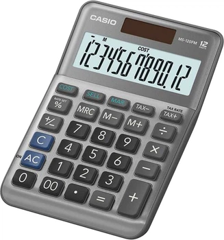 Калькулятор настольный Casio 12 разрядов Серый (MS-120FM-WA-EP)