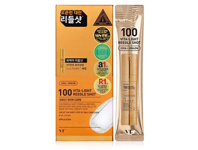 Осветляющая сыворотка-бустер для лица с микроиглами и витамином C VT Cosmetics Vita-Light Reedle Shot 100, 10шт по 2мл (8803463007256)
