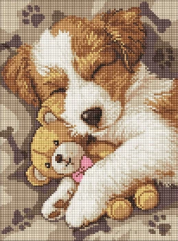 Алмазная мозаика Спящий джек-рассел ©art_selena_ua 30x40 AMO8036 Идейка
