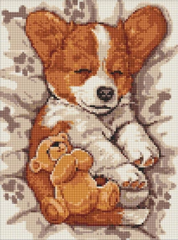 Алмазна мозаїка в обкладинці Ideyka Сонний коргі 30x40 см (AMO8044)