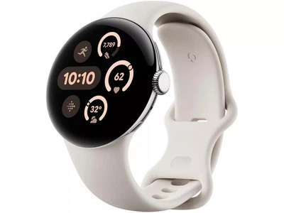Смарт-часы Google Pixel Watch 41mm / NFC / GPS / Wi-Fi / Bluetooth 5.0 / Влагозащита 5 ATM / Wear OS / Polished Silver / Porcelain Active Band Б/В