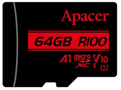 Карта пам'ятi Apacer microSDXC 64GB U1 V10 A1 R100 without adapter (100/10 MB/s)