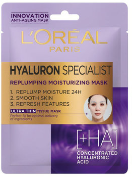 Тканинна маска для обличчя L'Oreal Paris Hyaluron Specialist наповнююча вологою 30 г (3600524050986)