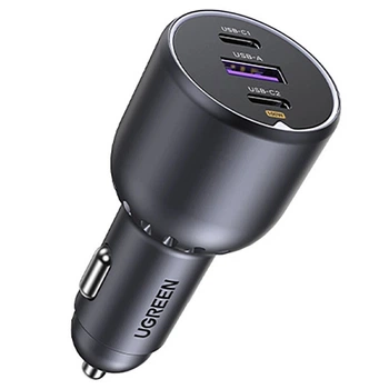 Автозарядка 3xUSB 130W (2xUSB-C+USB-A) QC 3.0 Чорна (EC705) UGREEN