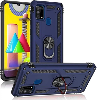 Чехол Shield для Samsung Galaxy M31 / M315 Бампер противоударный подставкой кольцом Blue