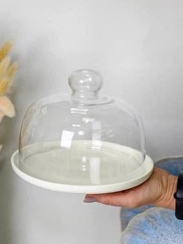 Тортовница подставка для торта с крышкой «White kitchen» 20*14,5 см керамика+стекло 8030-321