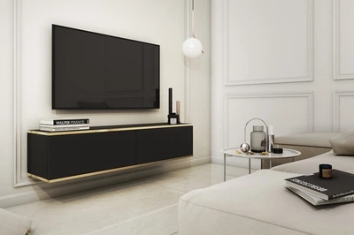 Тумба под ТВ навесная Perfect Home Оро / Oro RTV135 2-дверная Черный