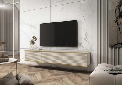 Тумба под телевизор навесная Perfect Home Оро/Oro 3-дверная RTV175 MDF Бежевый (PFH-091366)