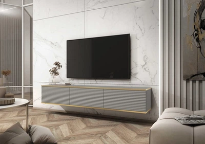 Тумба под ТВ навесная Perfect Home Оро / Oro RTV175 MDF 3-дверная Серый