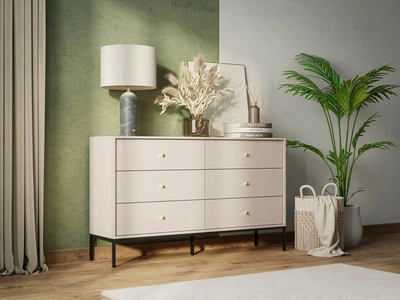 Комод Perfect Home Моно / Mono MKS154 з 6 ящиками та чорними ніжками Біж пісочний
